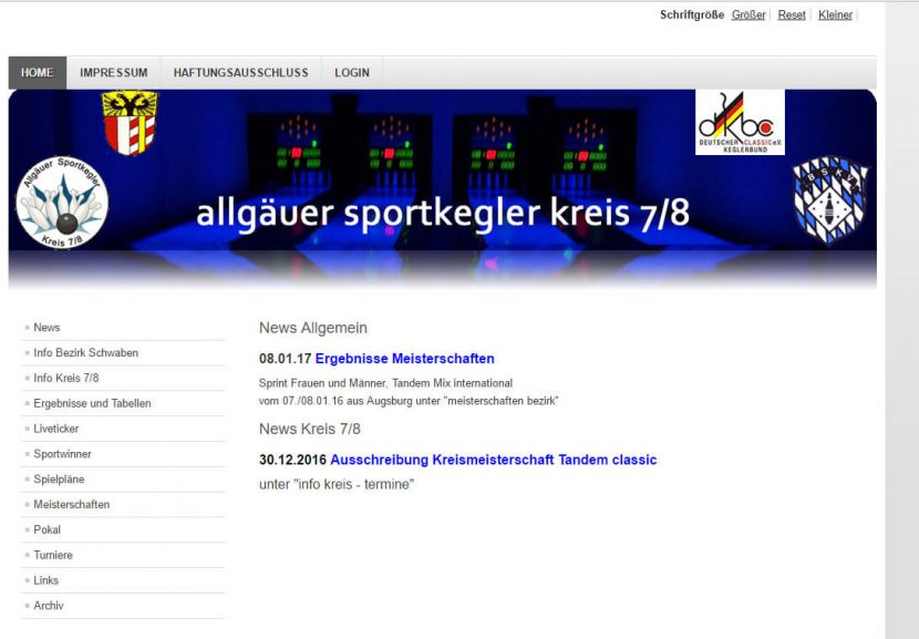 Sportkegeln-Ergebnisse Screenshot